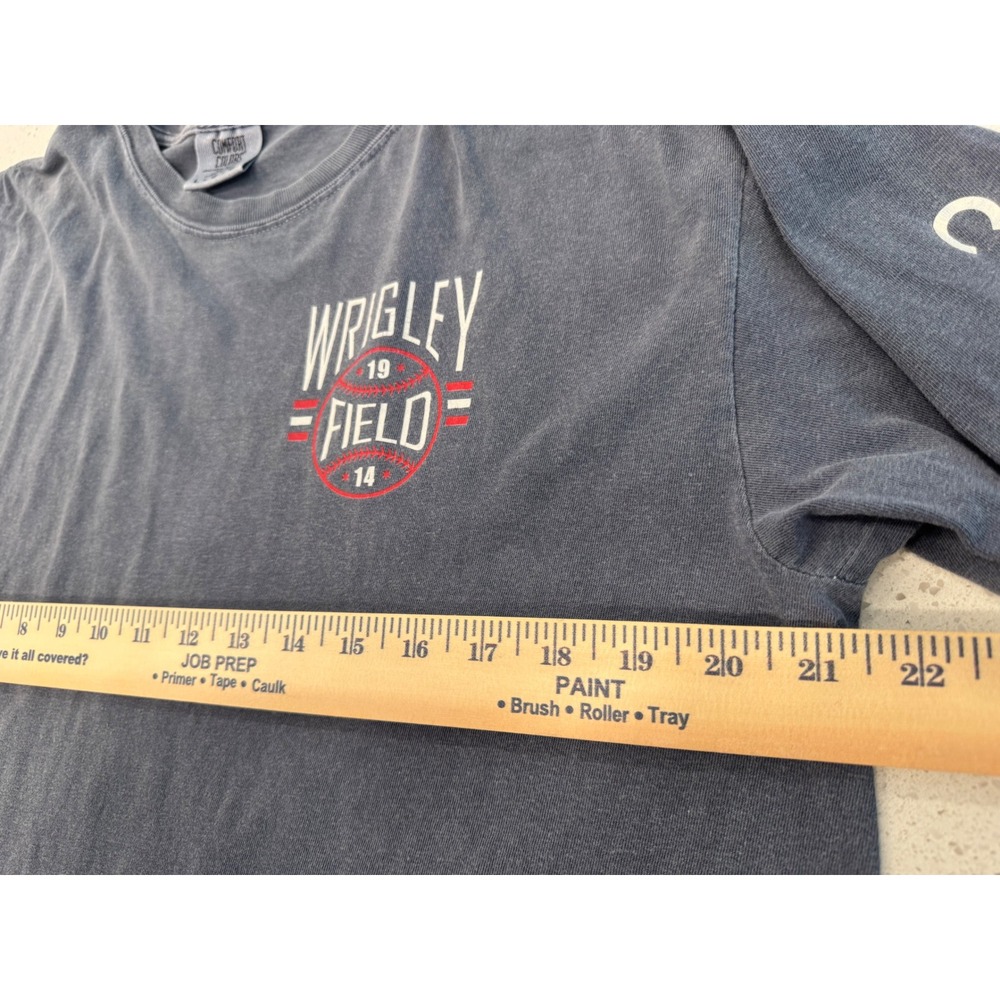 Comfort Colors Wrigley Field Shirt Mens L Blue Good Chicago Baseball Long Sleeve - Picture 8 of 9